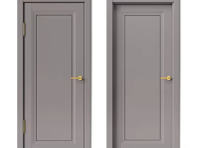 Elegant Gray Swing Doors with Gold Handles for Modern Interior Design 3d model