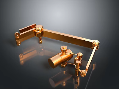 Golden Metal Bracket Holder With Shiny Surface And Polished Bolts For Daily Life Use 3d model