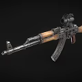 Vintage Military Assault Rifle With Wooden Stock Handguard Tactical Scope And Metal Components