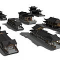 Many Traditional Wooden Boats With Classical Roof Designs Floating On Calm Water