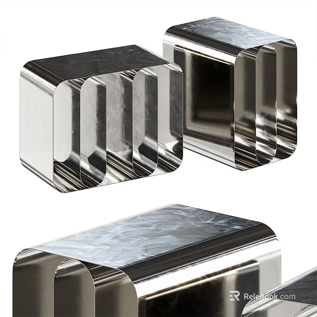 Modern Metallic Coffee Table With Sleek Reflective Surface And Geometric Design 3d model 