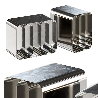 Modern Metallic Coffee Table With Sleek Reflective Surface And Geometric Design 3d model