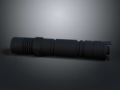 Black Portable Rechargeable LED Flashlight With Anti Slip Grip And Durable Design 3d model