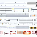 Diverse Fence Designs Featuring Metal Railings Concrete Barriers and Traffic Safety Elements