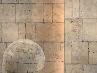 Natural Stone Components With Textured Wall Panels And Spherical Decorative Elements 3d model