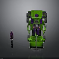Green And Purple Robot Models With Mechanical Structure And Size Contrast