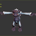 Ice Themed Blue and White Gorilla Game Character 3D Model with Stretching Arms