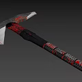 Bloody Axe With Sharp Blade And Red Stained Handle On Gray Background 3d model