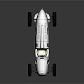 Vintage Silver Single Seater Race Car With Number 5 And Large Wheels