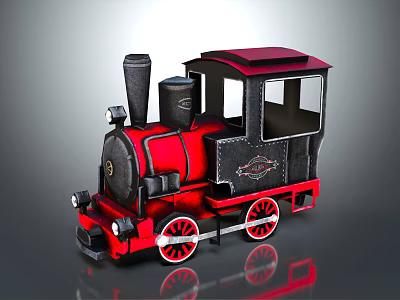Electric Toy Train Red and Black Classic Design with Chimney and Wheels for Kids Playtime 3d model