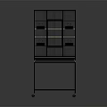 Decorative Ornament Set Black Metal Birdcage on Rolling Stand with Minimalist Design