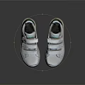 White Casual Sneakers With Velcro Straps And Green Logo On Tongue