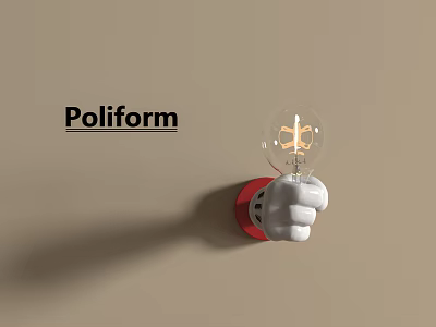 Poliform Fist Shaped Wall Lamp with Transparent Bulb Red Base and Modern Design 3d model