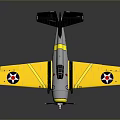 Detailed Vintage Yellow And Silver Airplane With Star Emblems On Wings