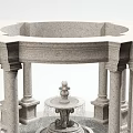Decorative Stone Garden Ornament Featuring Columns And Central Fountain Design