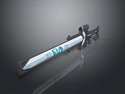 Sleek Blue Decorative Long Weapon With Modern Futuristic Design And Stylish Details 3d model