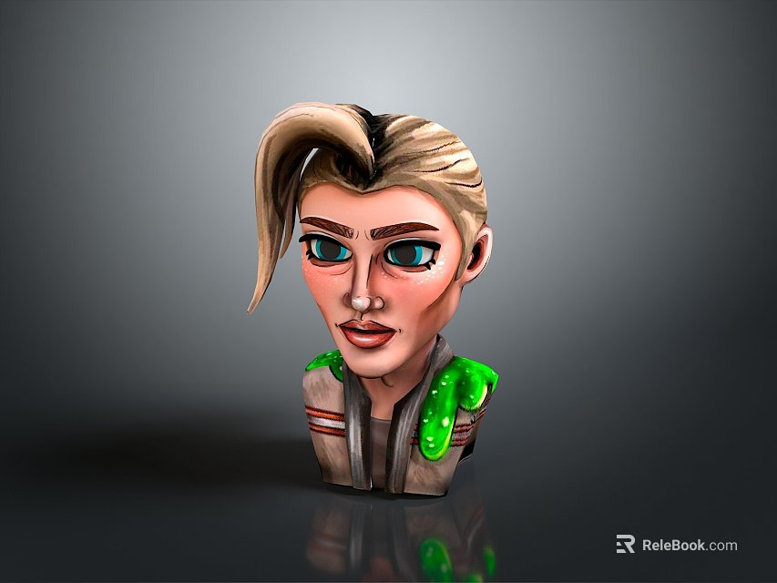 3D Cartoon Female Head Model Decorative Collectible Home Lifestyle Accessory 3d model 