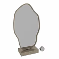 Irregular Shape Mirror with Metal Frame and Base as Modern Home Decor Component 3d model
