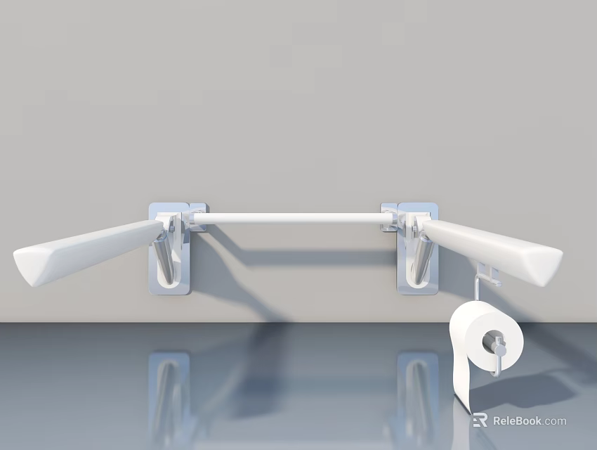 White Swing Door With Sleek Design And Bathroom Hardware Installation 3d model 