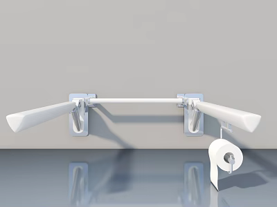 White Swing Door With Sleek Design And Bathroom Hardware Installation 3d model