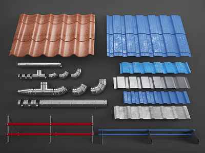 modern tile building components 3d model modern tile building components 3d model