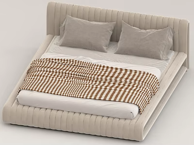 King Bed Solid Wood Bed Leather Bed 3d model