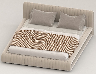 King Bed Solid Wood Bed Leather Bed 3d model