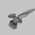 Game Movie Character Eagle with Spreading Black Wings Yellow Beak and Talons Standing Pose