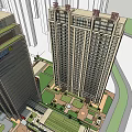 Modern High Rise Commercial Buildings With Glass Curtain Walls And Urban Street View