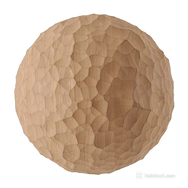 Wooden Sphere Component With Geometric Textured Surface And Decorative Design 3d model