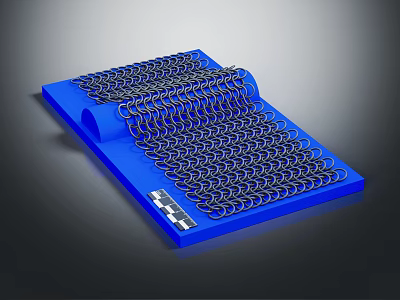 Durable Metal Coil Mesh Hardware Tool With Blue Base And Grid Structure Design 3d model