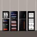 Modern Black Glass Door Kitchen Appliances With Storage For Dishes And Bottles