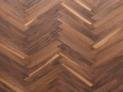 Herringbone Pattern Hardwood Floor With Natural Wood Grain And Rich Brown Tone 3d model