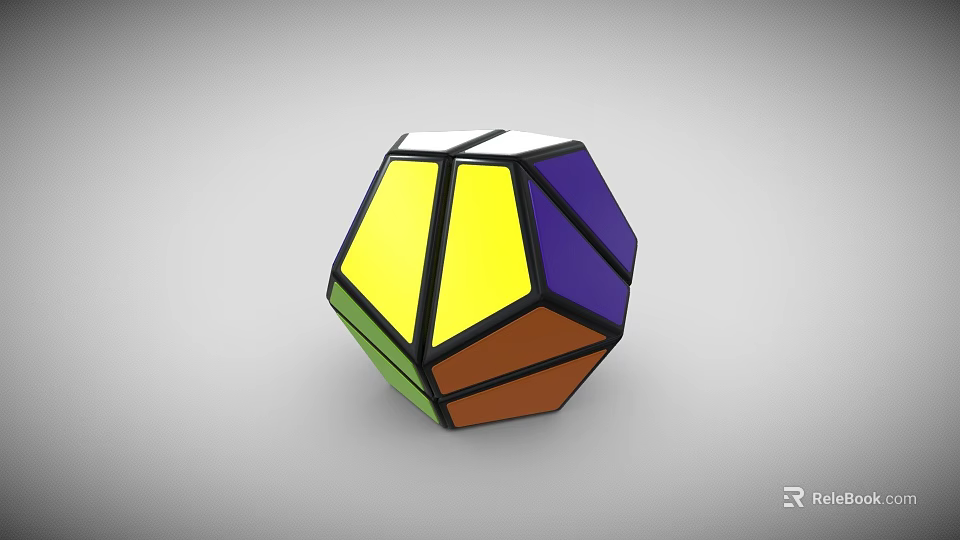 Colorful 3D Geometric Polyhedron Puzzle Toy With Yellow Blue Green Brown Faces 3d model 