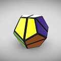 Colorful 3D Geometric Polyhedron Puzzle Toy With Yellow Blue Green Brown Faces