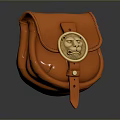 Elegant Brown Leather Small Bag With Golden Decorative Buckle Design