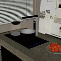 Modern Kitchen Countertop With Induction Cooker Electric Kettle And Pot With Digital