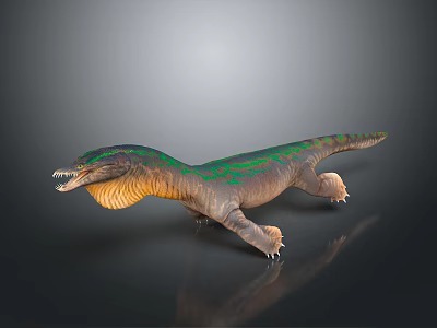 3D Dinosaur Wall Decor With Green Brown Yellow Color And Sculptural Design 3d model