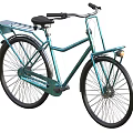Teal Bicycle with Rear Rack Black Seat and Classic Frame Design