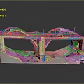 Detailed Double Arch Bridge Model With Concrete Piers And Metal Framework 3d model