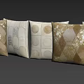 Modern Decorative Pillows With Circular Hexagon Geometric Patterns In Beige Brown Tones 3d model