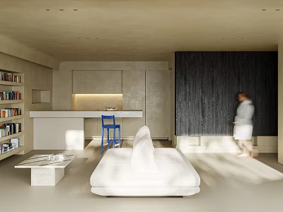 Modern Living Room Interior With White Sofa Wooden Coffee Table And Minimalist Design 3d model