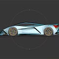 Blue Futuristic Sports Car Concept With Sleek Design And Orange Accents