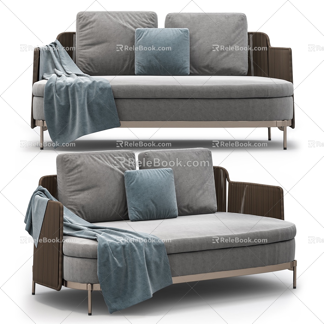 Casual Sofa Casual Sofa Living Room Sofa Multi-Person Sofa Pillow Pillow Home Furniture Simple 3d model