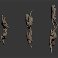 Ancient Terracotta Sculpture Carving with Diverse Human Figures Holding Weapons Running and Dynamic Poses