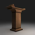 Wooden Functional Table with Carved Details and Round Objects on Top 3d model