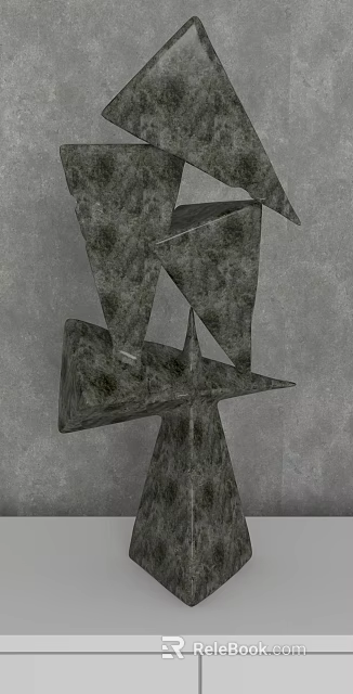 Modern Decorative Ornament Set With Geometric Stone Textured Abstract Sculptural Pieces 3d model 