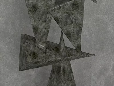 Modern Decorative Ornament Set With Geometric Stone Textured Abstract Sculptural Pieces 3d model