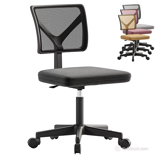Modern Office Chair With Mesh Back And Multiple Color Seat Cushions On Wheels 3d model 