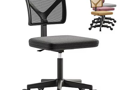 Modern Office Chair With Mesh Back And Multiple Color Seat Cushions On Wheels 3d model